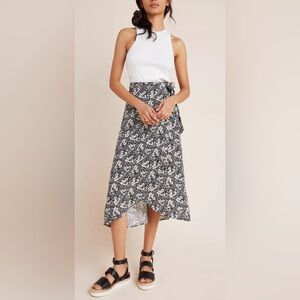 Wrap Skirt Velvet by Graham & Spencer Isadora Floral size M Black Midi